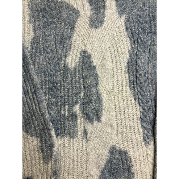 Anthropologie Pilcro Cowl Neck Blue Grey+Cream Sz M Cable Knit Spotted Sweater - Picture 7 of 8